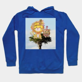 Little Lion and Owl Playing Indians Hoodie